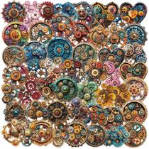 Pacote de adesivos Steampunk Gear, 50 unidades de relógio mecânico retrô Pacote de adesivos Steampunk Gear, 50 unidades de relógio mecânico retrô