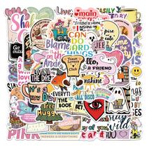 Pacote de adesivos Trendy Quote, 50 unidades de vinil colorido de desenho animado
