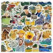 Pacote de adesivos Van Gogh Style Art, 50 unidades de vinil impermeável Pacote de adesivos Van Gogh Style Art, 50 unidades de vinil impermeável