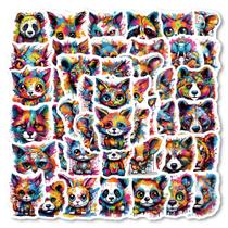 Pacote de adesivos, vinil colorido com tema animal, impermeável, 50 unidades