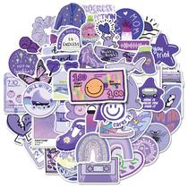 Pacote de adesivos: vinil impermeável Purple World Anime, 50 unidades