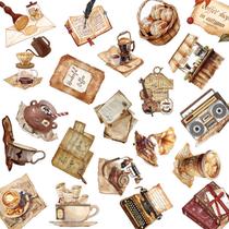Pacote de adesivos Vintage Coffee Shop, 50 unidades com tema de café