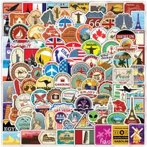 Pacote de adesivos World Travel, 100 peças, mapa retrô, grafite, decalque Pacote de adesivos World Travel, 100 peças, mapa retrô, grafite, decalque