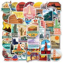 Pacote de adesivos World Travel Retro City Landmark, 50 unidades
