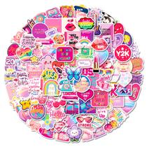 Pacote de adesivos Y2K Aesthetic Pink Vinyl 100 unidades à prova d'água