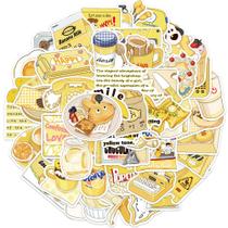 Pacote de adesivos Yellow Salt Style, 50 unidades de comida fofa de desenho animado Pacote de adesivos Yellow Salt Style, 50 unidades de comida fofa de desenho animado