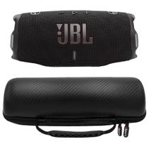 Pacote de alto-falantes portáteis à prova d'água JBL Charge 6 com estojo de fibra de carbono GSport (preto)