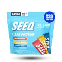 Pacote de amostra transparente de proteína em pó SEEQ 18 palitos 22g Pacote de amostra transparente de proteína em pó SEEQ 18 palitos 22g
