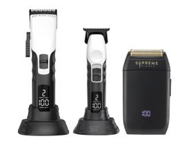 Pacote de barbeiro 3 em 1 Supreme Trimmer Máquina de cortar cabelo 2Spee, 2Spee Trimmer e Crunch Foil Kit profissional de cortar cabelo masculino para aparador de barba Branco