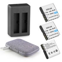 Pacote de bateria GeeKam NP-40 1500mAh (pacote com 3) com carregador USB Pacote de bateria GeeKam NP-40 1500mAh (pacote com 3) com carregador USB