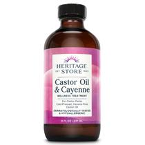 Pacote de bem-estar HERITAGE STORE Óleo de rícino e pimenta caiena 240 ml