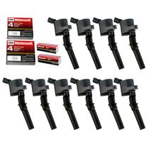 Pacote de bobinas de ignição e conjunto de velas de ignição 10 Ford E350 E450 F250