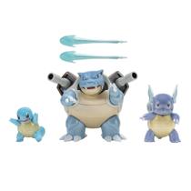 Pacote de bonecos de ação Pokémon Select Evolution: Squirtle, Wartortle e Blastoise