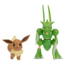 Pacote de bonecos Pokémon Battle Eevee de 2 polegadas e Scyther de 11 cm