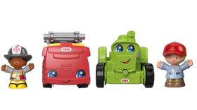 Pacote de brinquedos Fisher-Price Little People Caminhão de bombeiros e trator