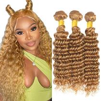 Pacote de cabelo AuokMar Honey Blonde Deep Wave 35-45cm 3x100g