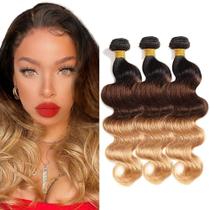 Pacote de cabelo Freiuoke Ombre Brown Body Wave T1B/4/27 45-50cm