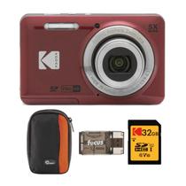 Pacote de câmera digital Kodak PIXPRO Friendly Zoom FZ55 (vermelha) com estojo para câmera, cartão de memória SDHC UHS-I U1 classe 10 de 32 GB e leitor de cartão USB 2.0 (4 itens) Pacote de câmera digital Kodak PIXPRO Friendly Zoom FZ55 (vermelha) com estojo para câmera, cartão de memória SDHC UHS-I U1 classe 10 de 32 GB e leitor de cartão USB 2.0 (4 itens)