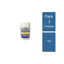 Pacote de cloro 3 de ação tripla de 1 kg para piscina Dideval Pacote de cloro 3 de ação tripla de 1 kg para piscina Dideval