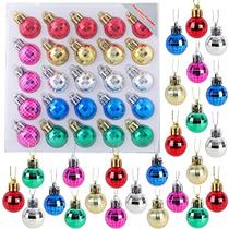 Pacote de Conceitos de Natal de 25-25mm Mini Enfeites de Árvore de Natal - Enfeites de Bola de Disco Brilhante (Multi Colorido)