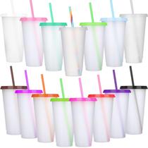 Pacote de copo Honeydak com 15 canudos e tampa de plástico 700-800 ml Pacote de copo Honeydak com 15 canudos e tampa de plástico 700-800 ml