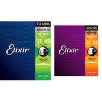 Pacote de cordas de guitarra revestido com elixir elétrico com acústica