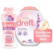 Pacote de detergente para lavanderia Dreft, 45 unidades, mais de 720 ml, Blissfuls Pacote de detergente para lavanderia Dreft, 45 unidades, mais de 720 ml, Blissfuls