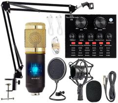 Pacote de equipamento de podcast CofeLife BM-800 Mic com placa de som