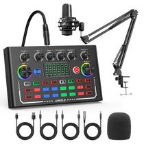 Pacote de equipamento de podcast JAMELO com trocador de voz e microfone