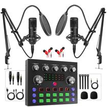 Pacote de Equipamento de Podcast para 2 Pessoas com Interface de Áudio Pacote de Equipamento de Podcast para 2 Pessoas com Interface de Áudio