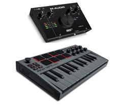 Pacote de estúdio de gravação Akai MPK Mini MK3 e M-Audio AIR 192I4
