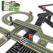Pacote de expansão de trilhos de estradas e trens Magnetic Tiles Blocos de construção magnéticos Brinquedos de construção Brinquedos infantis para crianças de 3 a 12 anos, meninos e meninas Brinquedos de construção magnéticos incluem trilhos de estrada, semáforos