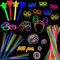 Pacote de festa Glow Sticks HSGUS 248 unidades com 100 palitos de 20 cm