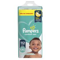 Pacote de fralda infantil pampers confort sec xxg 112