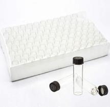 Pacote de frascos de vidro de 100 x 4 mL com tampas de rosca fenólicas pretas