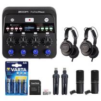 Pacote de gravador de podcast multifaixa portátil Zoom PodTrak P4neXt com cartão microSD de 32 GB, pilhas AAA, pacote de microfone ZDM-1, fones de ouvido e suporte de mesa (pacote com 2) Pacote de gravador de podcast multifaixa portátil Zoom PodTrak P4neXt com cartão microSD de 32 GB, pilhas AAA, pacote de microfone ZDM-1, fones de ouvido e suporte de mesa (pacote com 2)
