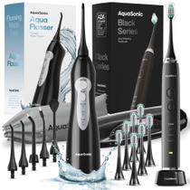 Pacote de higiene bucal Escova de dentes e fio dental Aquasonic Black Series Pacote de higiene bucal Escova de dentes e fio dental Aquasonic Black Series
