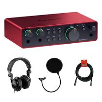 Pacote de interface de áudio Focusrite Scarlett 2i2 USB-C de 4ª geração