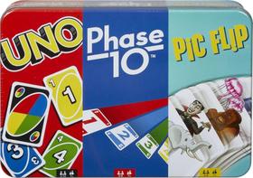 Pacote de jogos de cartas Mattel UNO Phase 10 e Pic Flip 7+ Years