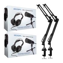 Pacote de microfone de podcast Zoom ZDM-1 para 2 pessoas com fones de ouvido e braços de som Pacote de microfone de podcast Zoom ZDM-1 para 2 pessoas com fones de ouvido e braços de som
