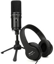 Pacote de microfone de podcast Zoom ZUM-2 USB com tripé e fones de ouvido