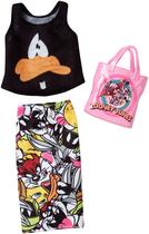 Pacote de moda, roupas da Barbie, blusa e saia Looney Tunes Daffy Duck