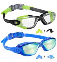 Pacote de óculos de natação EverSport Kids com 2 antiembaçantes, anti-UV, verde/preto e azul espelhado Pacote de óculos de natação EverSport Kids com 2 antiembaçantes, anti-UV, verde/preto e azul espelhado
