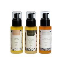 Pacote de óleo: rosa mosqueta, jojoba, amêndoa, 50 mL x 3 garrafas de vidro