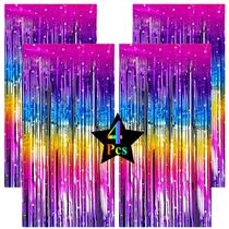 Pacote de papel alumínio Fringe Curtain Backdrop Rainbow com 4 - 1x2m