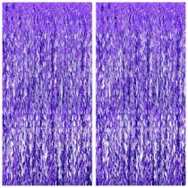 Pacote de papel alumínio roxo Fringe Curtain Katchon Wavy com 2 - 3,25 x 6,5 pés