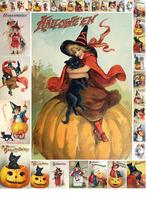 Pacote de papel de decoupage FLONZ Halloween Witches Black Cats