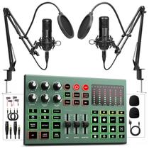 Pacote de Podcast para 2 Pessoas com Mixer de Áudio, Microfone e Alteração de Voz (48V) - Ideal para Streaming, TikTok e YouTube