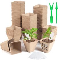 Pacote de potes de turfa Baxrou 120 de 8 cm quadrados para mudas com ferramentas Pacote de potes de turfa Baxrou 120 de 8 cm quadrados para mudas com ferramentas