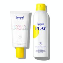 Pacote de proteção solar Supergoop! SPF 50 invisível para rosto 50 mL + névoa corporal SPF 50 180 ml